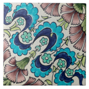 Repro Vintag Blue Maroon Floral De Morgan tiles Fliese