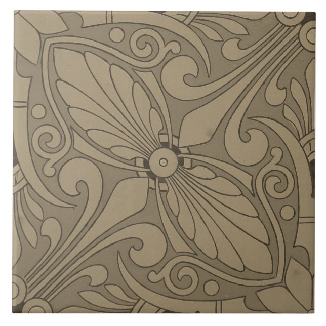 Repro Vintag Geometric Ancient Griy Gray Tile Fliese (Vorderseite)