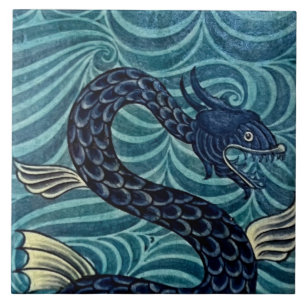 Repro Vintage Blue Seepferd De Morgan Fliesen