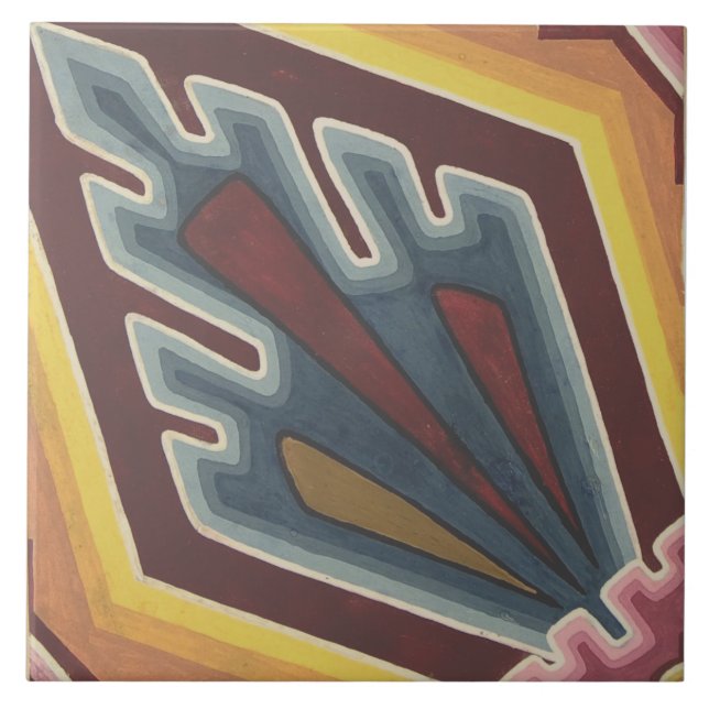 Repro Vintage, farbenfrohe geometrische Folie Fliese (Vorderseite)