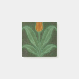 Repro Yellow Green Tulip Art Nouveau Tile Post-it Klebezettel