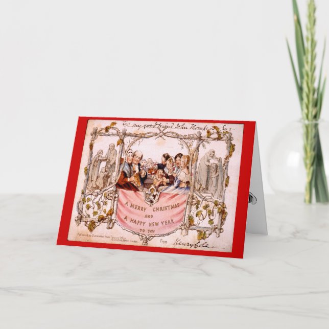 Reproduction, première carte de Noël d'antiquité, (Devant)