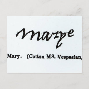 Reproduktion der Unterschrift Mary I Postkarte