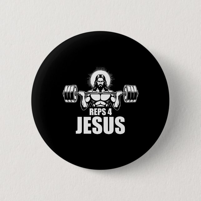 Reps 4 Jesus Gym Christliche Weightout-Workout Button (Vorderseite)