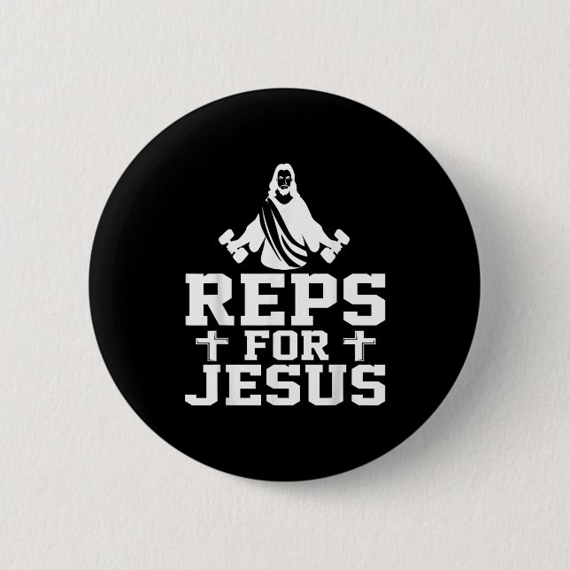 Reps For Jesus Funny Christian Gym Fitness Biceps  Button (Vorderseite)