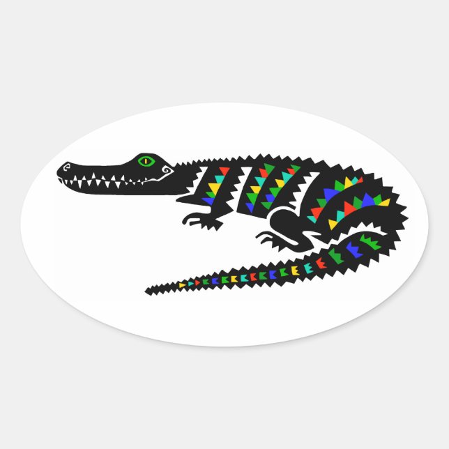 Reptil - American CROCODILE- Nature - Wildlife - Ovaler Aufkleber (Vorderseite)