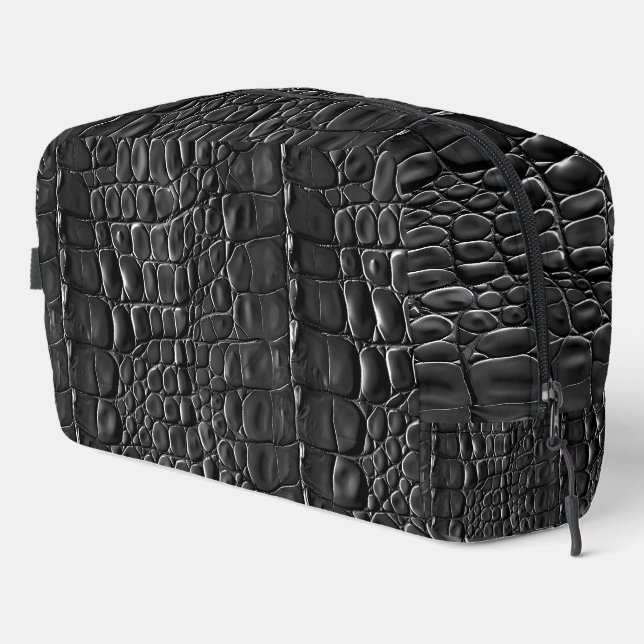 Reptil Black Alligator Crocodile Scales Skin Look Waschbeutel (Rechte Ecke)