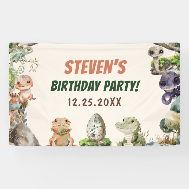 Reptil Kindergeburtstag Party Banner (Horizontal)