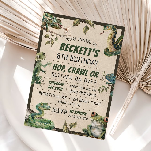 Reptil Kindergeburtstag Party Einladung (Von Creator hochgeladen)