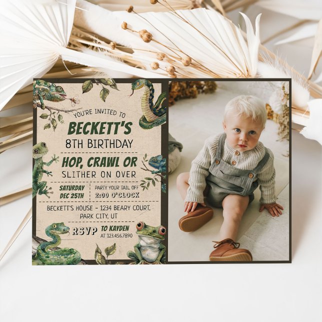 Reptil Kindergeburtstag Party Foto Einladung (Von Creator hochgeladen)