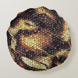 Reptil Leder gelblich und braun beige Flecken? Rundes Kissen