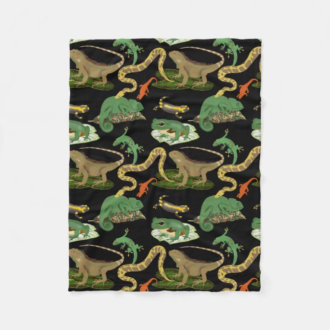 Reptil, Lizards und Amphibienmuster Fleecedecke (Vorderseite)