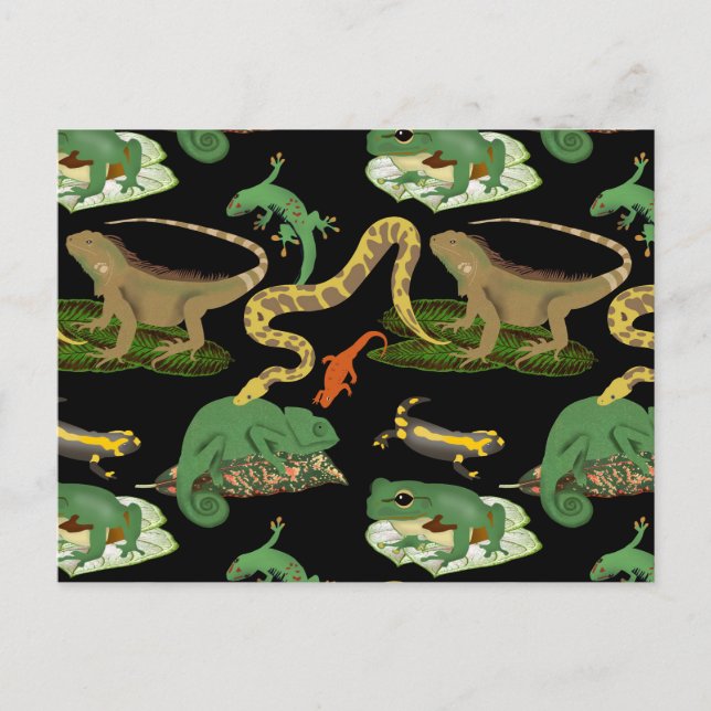 Reptil, Lizards und Amphibienmuster Postkarte (Vorderseite)
