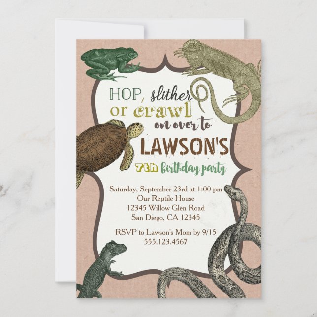 Reptilanimas-Geburtstags-Einladung Einladung (Vorderseite)