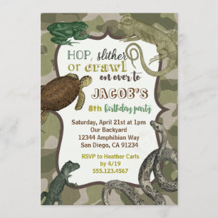 Reptile Animal Vintag Birthday Einladung