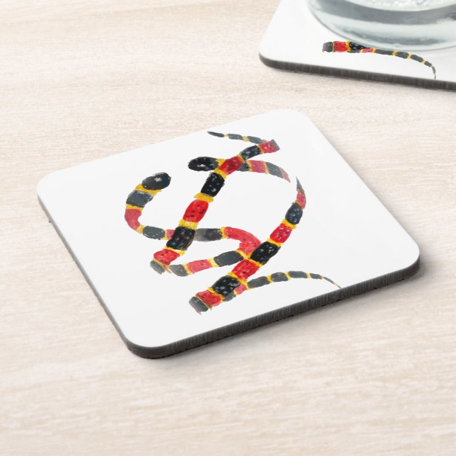 Reptile Art Coral Schlange Untersetzer (Linke Seite)