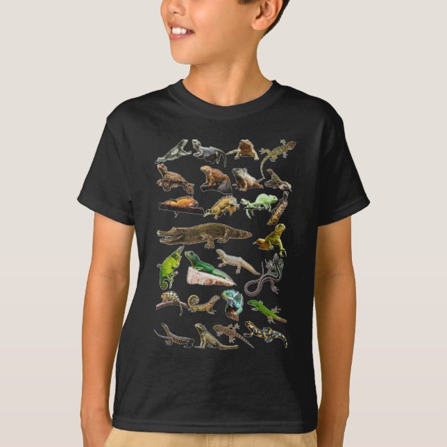 Reptile Collage Lizard Gecko Barto Dragon T-Shirt (Vorderseite)