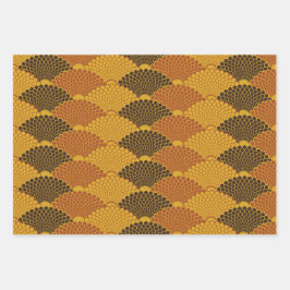 Reptile Haut japanisches nahtloses Muster (Gold) Geschenkpapier Set