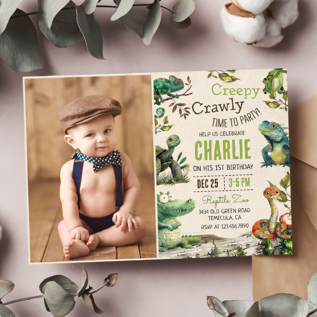 Reptile Kids 1. Geburtstag Foto Einladung (Von Creator hochgeladen)