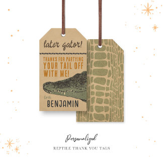 Reptile Personalisierten Geburtstag Danke Tags Geschenkanhänger