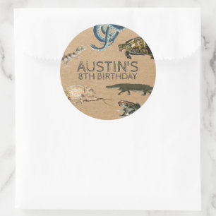 Reptile Show Geburtstagsparty Danke Runder Aufkleber