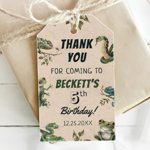 Reptile Themed Kid's Geburtstagsparty Geschenkanhänger