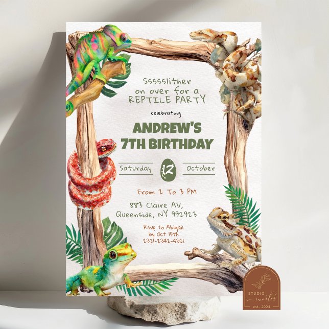 Reptiles Boy Birthday Einladung (Von Creator hochgeladen)