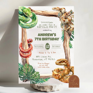 Reptiles Snakes Boy Birthday Einladung