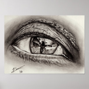Reptilian-Augen-Reflexions-Zeichnen Poster