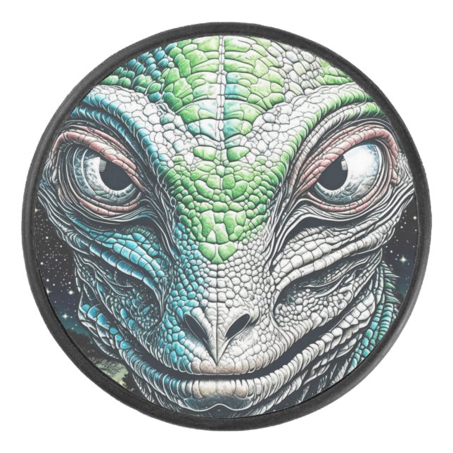 Reptilian Lizard Man Alien Extraterrestrial wird Eishockey Puck (Vorderseite)