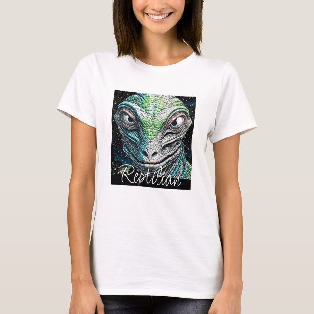Reptilian Lizard Man Alien Extraterrestrial wird T-Shirt (Vorderseite)