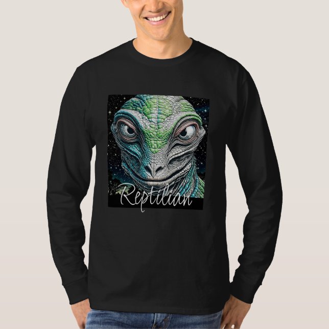 Reptilian Lizard Man Alien Extraterrestrial wird T-Shirt (Vorderseite)