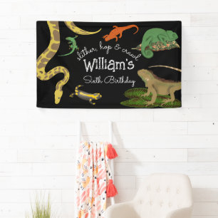 Reptilien, Eidechsen und Amphibien Kindergeburtsta Banner