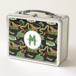 Reptilien, Eidechsen und Amphibien Monogramm der K Metall Brotdose