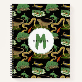 Reptilien, Eidechsen und Amphibien Monogramm der K Notizbuch