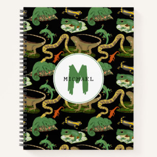 Reptilien, Eidechsen und Amphibien Monogramm der K Notizbuch
