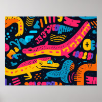 Reptilien in lebhaften Farben Poster