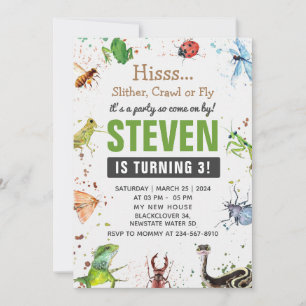 Reptilien- und Insekt-Editierbare Einladung