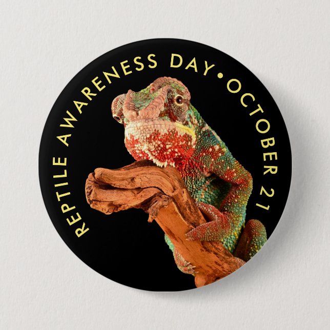 Reptilienbewusstsein Tag, Chamäleon Button (Vorderseite)