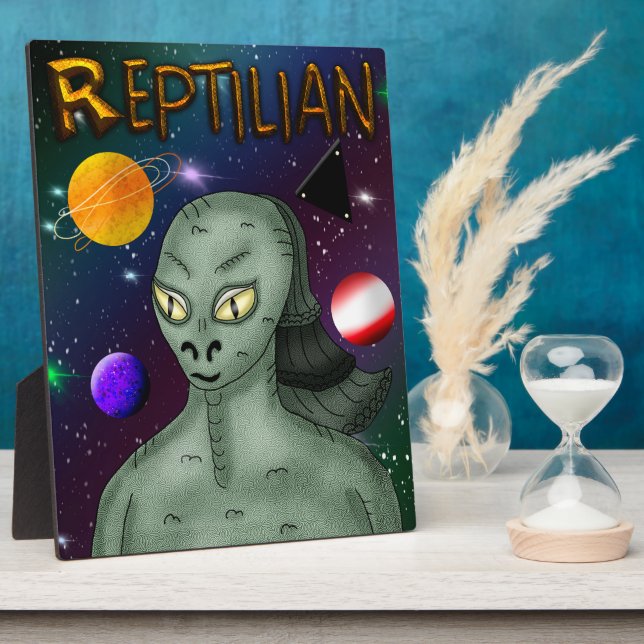 Reptilische Alien mit dem Weltraum Fotoplatte (Seite)