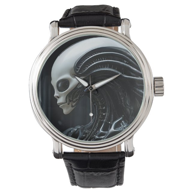Reptillik-Alien-Profil Armbanduhr (Vorderseite)