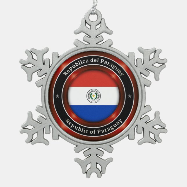 Republic of Paraguay Schneeflocken Zinn-Ornament (Vorderseite)
