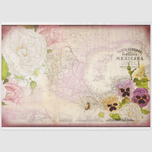 Republica Mexicana Karte Dekoupage Tissue Paper Seidenpapier (Vorderseite)