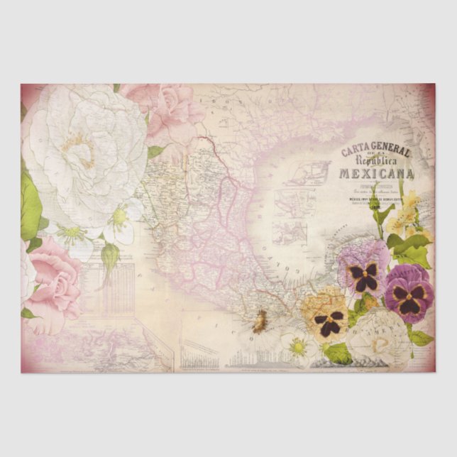 Republica Mexicana Karte Dekoupage Tissue Paper Seidenpapier (Vorderseite)