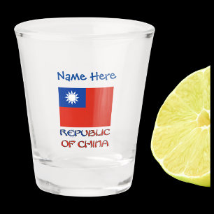 Republik China Taiwanesisch Flagge Blau Personalis Schnapsglas