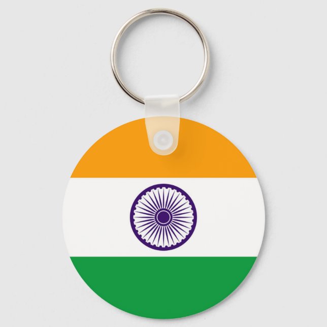 Republik Indien mit der langen Flagge eines Landes Schlüsselanhänger (Vorderseite)