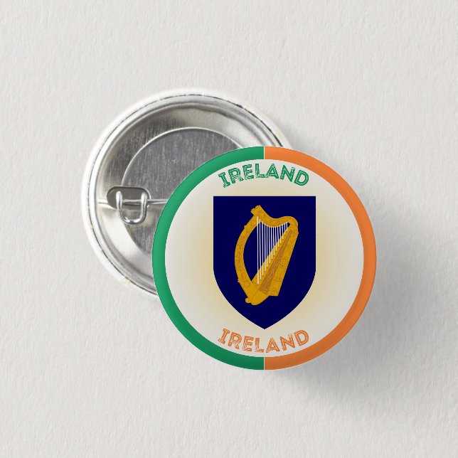 Republik Irland Coat of Arms Circle Shape Button (Vorne & Hinten)
