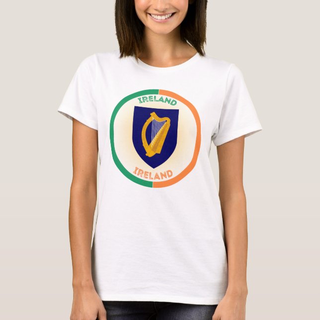 Republik Irland Coat of Arms Circle Shape T-Shirt (Vorderseite)