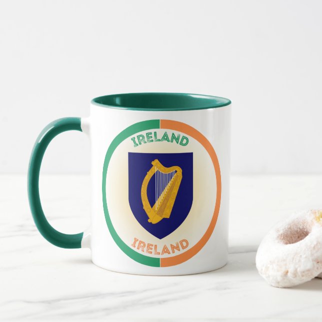 Republik Irland Coat of Arms Circle Shape Tasse (Mit Donut)