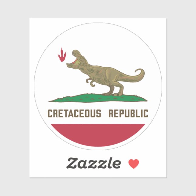 Republik Kalifornien Flag T-rex Dinosaurier Aufkleber (Blatt)